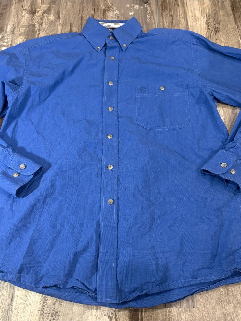 Wrangler Men's George Strait Western Long-Sleeve Button-Down Shirt Blue SZ M